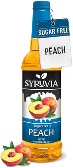 Syruvia Sugar-Free Peach Syrup, Flavored Syrup for Drinks, Cocktails, Lemonades, Iced Teas, and Desserts – 25.4 fl oz
