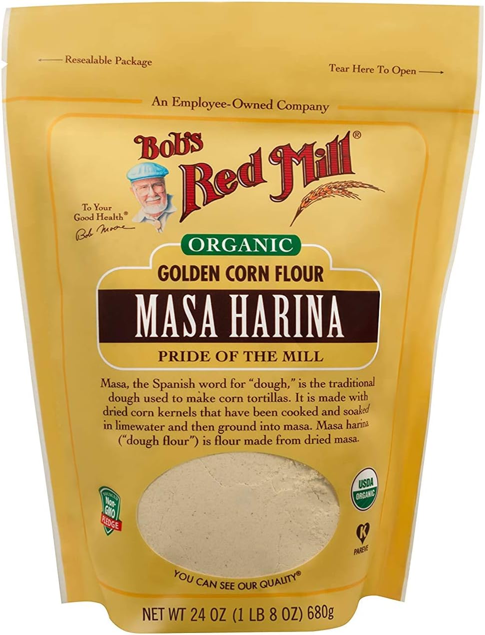 Bob's Red Mill Organic Masa Harina Corn Flour 24 Ounce (Pack of 2)