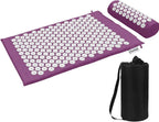 XiaoMaGe Acupressure Mat and Pillow Set with Bag - Large Size 28.7 X 16.5 inch Acupuncture Mat for Neck & Back Pain, Muscle Relaxation Stress Relief, Sciatica Pain Relief Pillow (Purple)