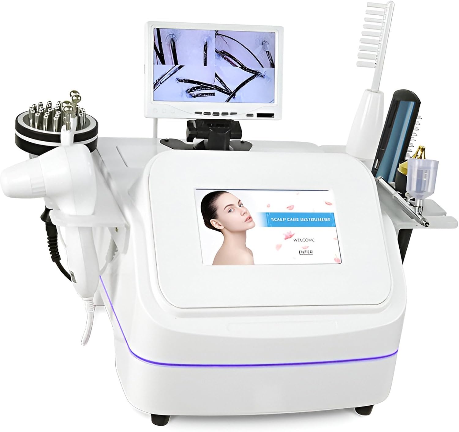 7 in 1 Scalp Detector, Skin Diagnosis Hair Analyzer Multi‑Functional Digital Hair Skin Analyzer Microscope Magnifier High Sensitivity Follicle Analyser Tester Machine or Home Spa Salon Use