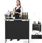 Bonnlo Folding Portable Bar Table, Mobile Bar Table for Events, Party, Camping, Picnic, Tradeshow, Indoor with Black Skirt 39 "L x 34" H