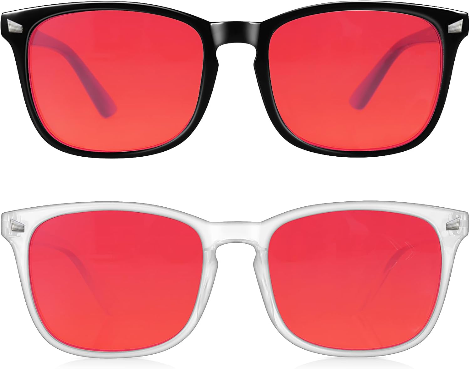 2 Packs Professional Sleep Glasses with 99.9% Blue Light Blocking Dual AR Coatings Red Lens, Computer Gaming Glasses for Men Women, Anti Fatigue & Eye Strain