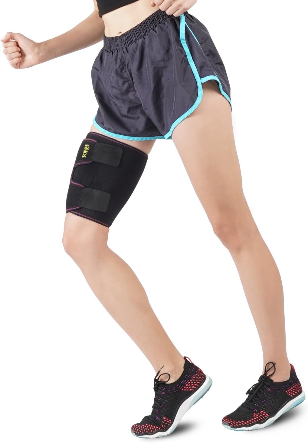 Soles Thigh Support Brace and Compression Sleeve (SLS313) Black