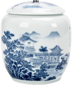 Airtight Tea Container Blue and White Porcelain Bulk Tea Storage Container Jar Household Large Sealed Set Single Ceramic Tea Caddy