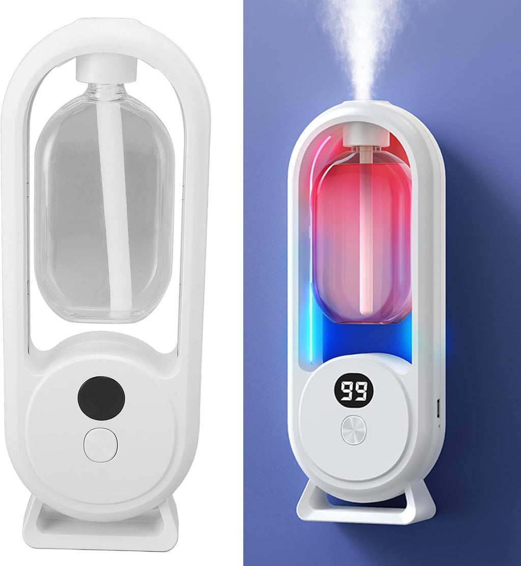Air Freshener Automatic Spray Bathroom, Wall Mounted Essential Oil Diffuser Automatic Fragrance Dispenser Aromatherapy Diffuser with LED Display, for Bedroom Bathroom Office Hotel