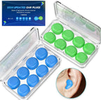 Silicone Ear Plugs for Sleeping Swimming,Reusable Moldable Noise Cancelling Earplugs for Shooting Range, Swimmers, Snoring, Airplanes, Travel, Work, Studying, (16-Pillows)