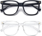 PANNER Oversized Square Blue Light Blocking Glasses for Women Men Anti Glare Reduce Eyestrain Computer Glasses