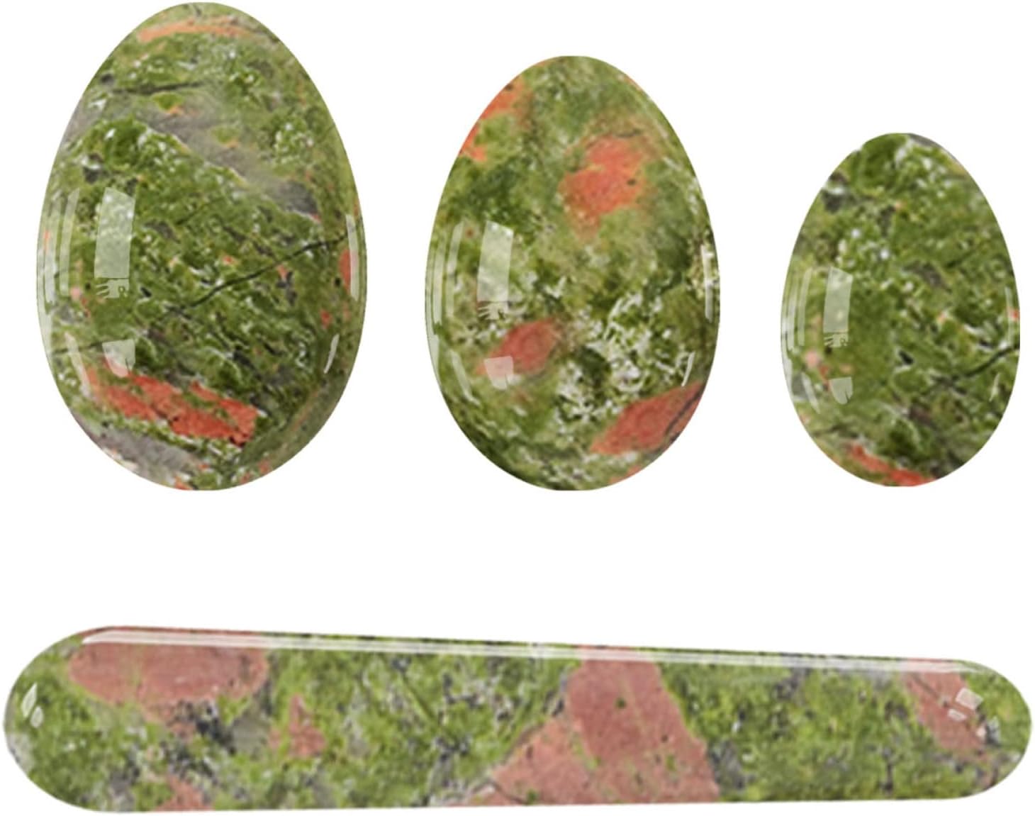 Unakite Drilled Yoni Egg Yoni Wand Set Natural Jade Women Kegel Exercise Undrilled Massage Ball,Undrilled Egg-Wand