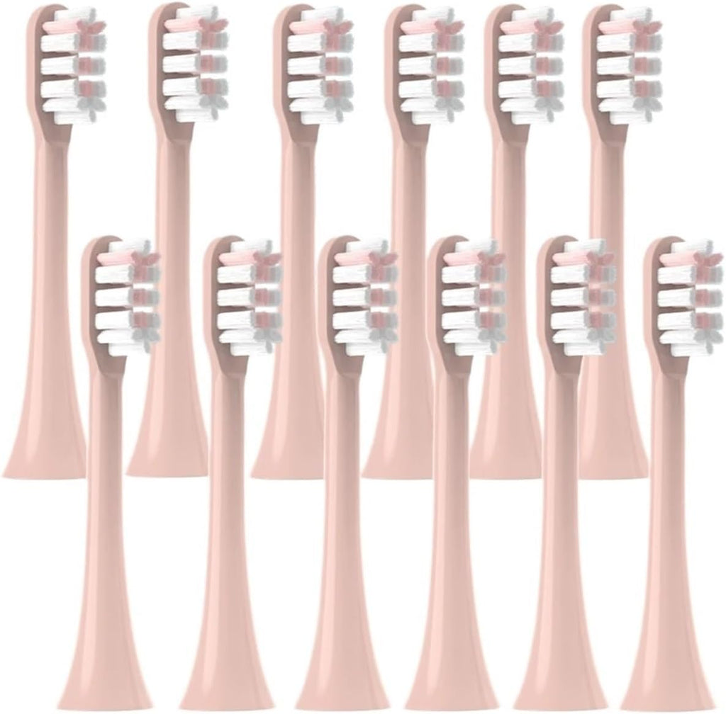 Replacement Brush Heads 12 PCS,Compatible for SOOCAS X3/X3U/X5 Soft Sonic Colorful Toothbrush Clean Brush Vacuum Bristle Nozzles(12Pink)