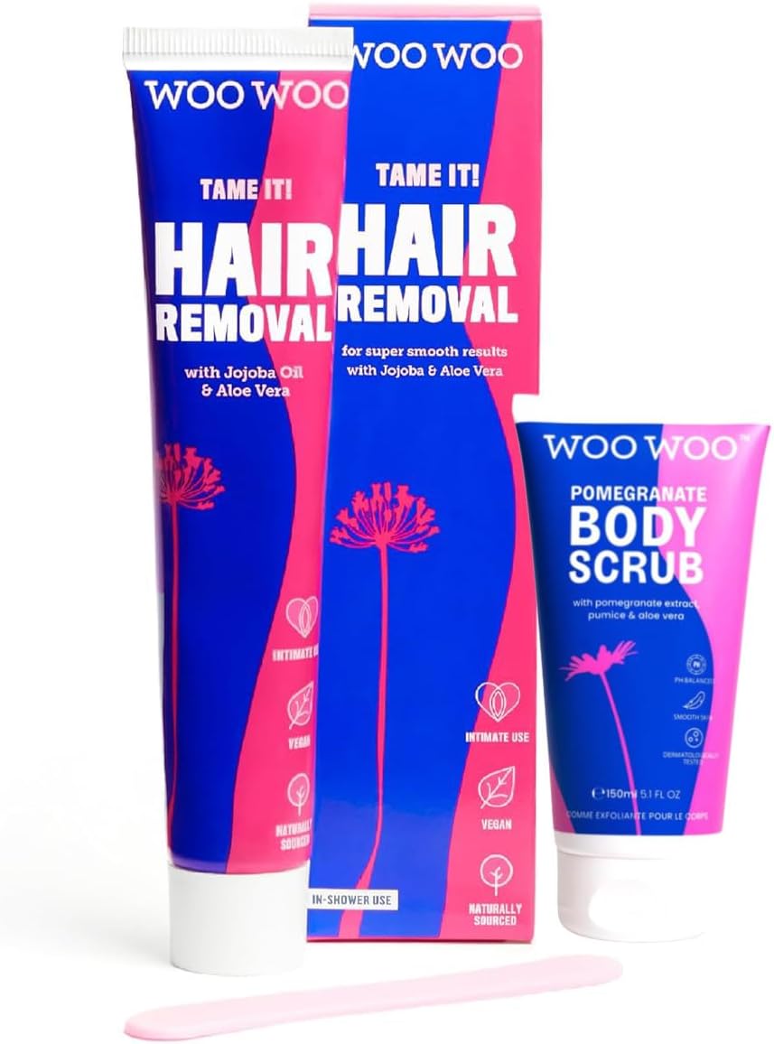 WooWoo - Tame It! In-Shower Natural Hair Removal Depilatory Cream | No Irritation Vegan Hair Remover For Sensitive Skin - Legs, Bikini, Intimate Areas (100 ml & 150 ml)