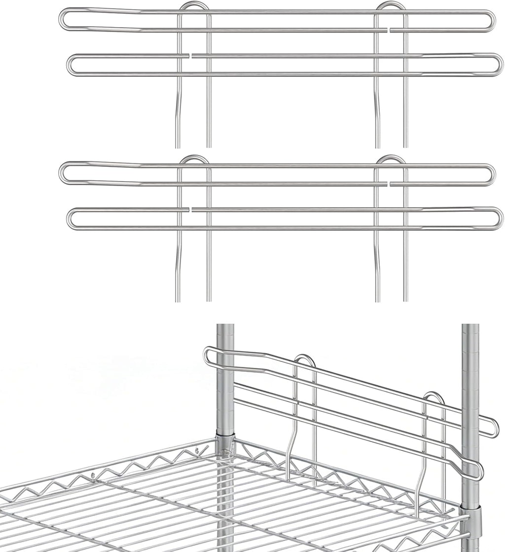 MOLIGOU 2 Pcs Wire Shelf Ledge, 18" L x 5" H Wire Shelving Side Ledge Rail for Wire Shelve Organization