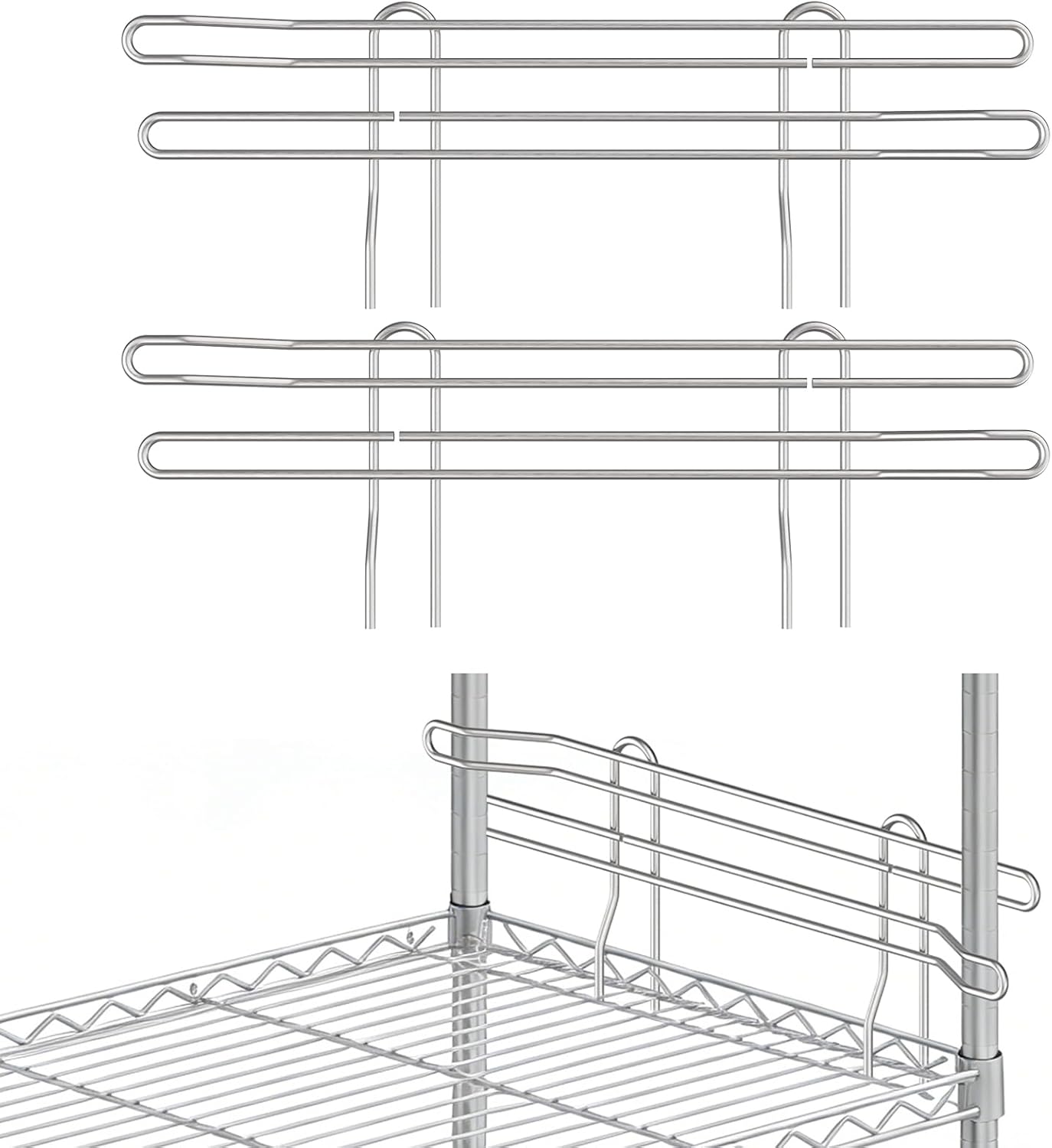 MOLIGOU 2 Pcs Wire Shelf Ledge, 18" L x 5" H Wire Shelving Side Ledge Rail for Wire Shelve Organization