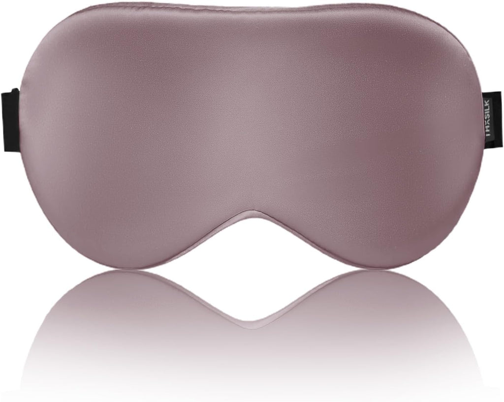 THXSILK Sleep Mask 100% 19 Momme Pure Mulberry Silk Super Smooth Cooling Sleep Eye Mask Blackout for Women/Man/Kids Eye Cover with Wide Head Strap Good Night Sleep Comfortable Travel and Nap, Purple
