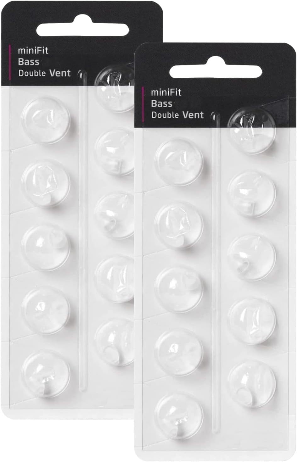 Base Domes 10mm Double Vent Hearing Aid for Oticon Replacements, Oticon Minifit Double Vent Bass Domes, 2 Pack of 10 Each (Total 20Pcs)