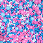 Pink Blue White Baby Shower Gender Reveal Pink Blue White Edible Cake Cake Cookie Cupcake Ice Cream Donut Decoration Quins Glitter Sprinkles Confetti Jimmie Toppers - 4oz (Pearly Gender Reveal)