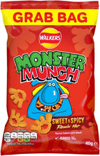 Monster Munch Flamin sweet and spicy Hot Snacks, 40g (Pack of 30),packaging may vary
