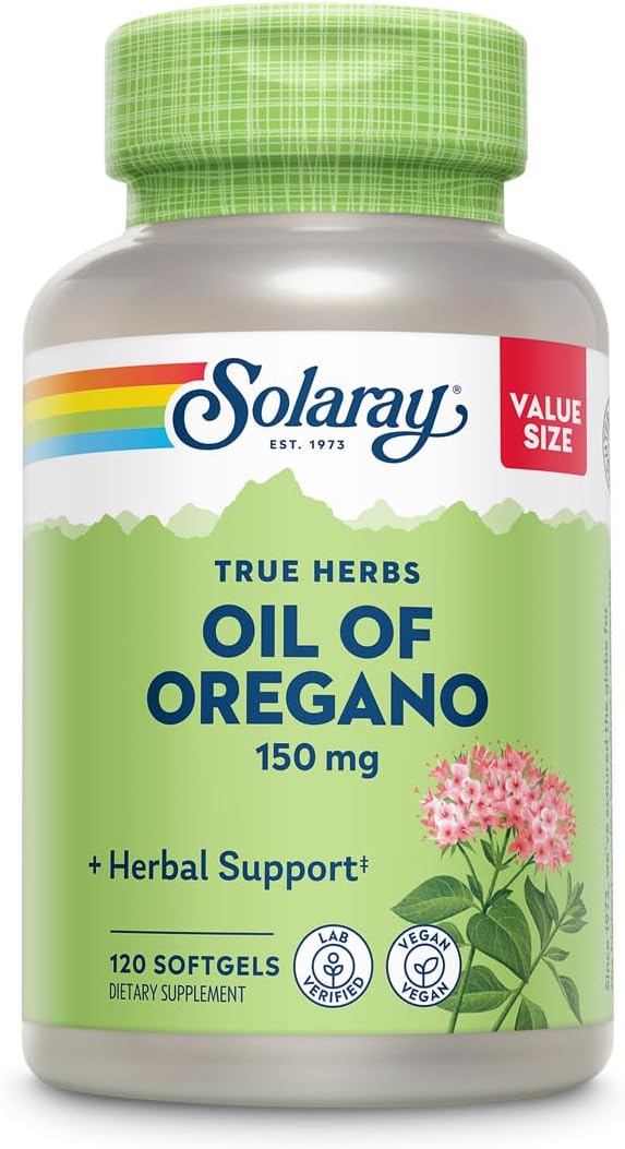 SOLARAY Oil of Oregano Softgels 150 mg - Oregano Oil Supplement for Powerful Wellness Support - Gentle Digestion - Extra Virgin Olive Oil Base - Vegan, 60-Day Guarantee - 120 Servings, 120 Softgels