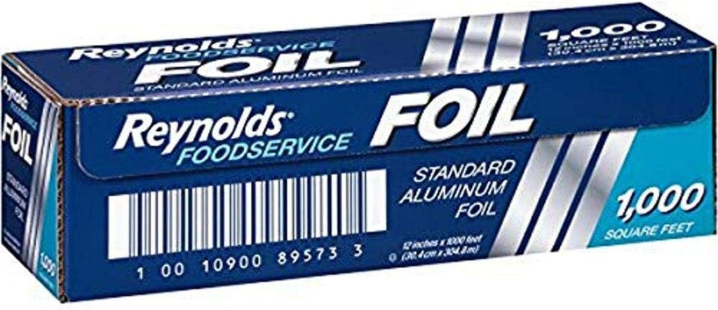 Reynolds Wrap Foodservice Aluminum Foil Roll with Built-In Cutter, Ideal for Restaurants, Catering, Cafeterias, and More, Easily Wraps Food and Lines Pans for Easy Cleanup, 1000 Square Feet