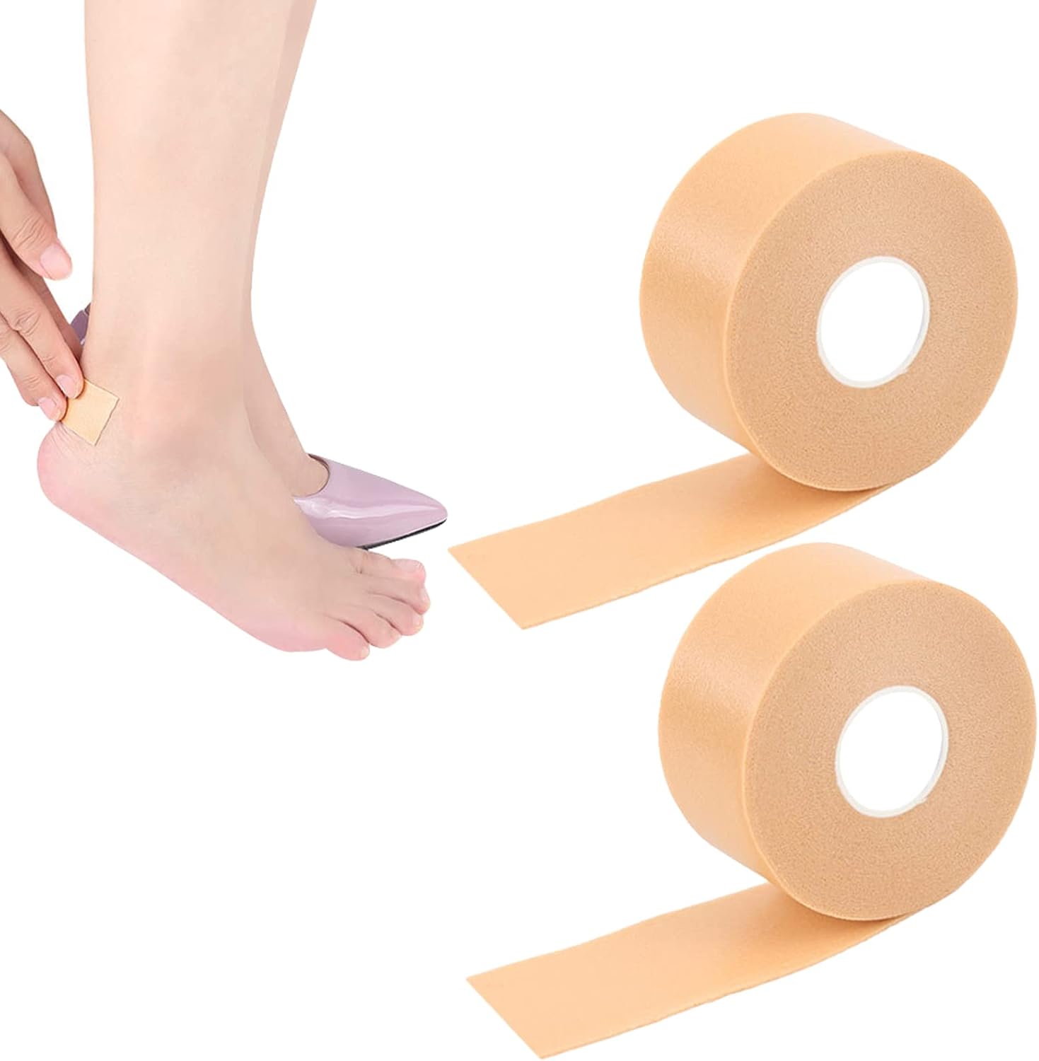 Angzhili 2 Rolls Blister Prevention Tape,Anti-wear Heel Tape,Blister Prevention for Heels,Waterproof Blister Pads,Anti-Blister Cushion for Toes and Finger,First Aid Tape