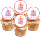 1st Birthday Girl Cake Decorations, Pink Edible Cupcake Toppers, Happy Birthday Cake Toppers, Girls Cupcake Decorations, 48 x 1.18 Inch / 3cm Wafer Card Discs UNCUT