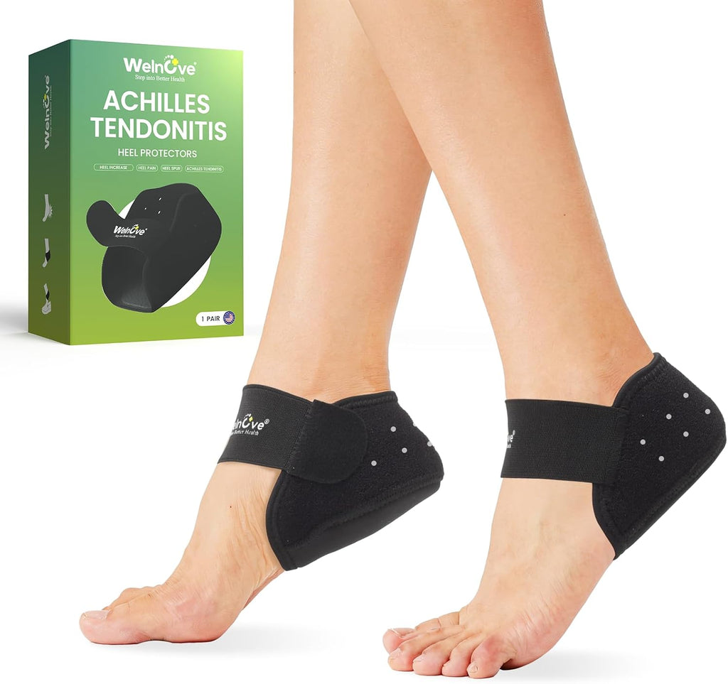 Plantar Fasciitis Heel Protector Cups - Welnove 5/8" Height Silicone Gel Heel Inserts Pads for Women Men, Heels Spur Pain Relief, Achilles Tendonitis Dry Cracked Heels Support Cushion,Size L
