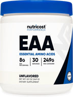 Nutricost EAA Powder 30 Servings (Unflavored) - Essential Amino Acids - Non-GMO, Gluten Free, Vegetarian Friendly