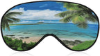Tropical Palm Tree Hawaii Beach Sleep Mask Eye Mask for Sleeping Breathable Blackout Sleeping Masks with Adjustable Strap Soft Eye Cover Comfortable Blindfold Eyeshade for Night Sleeping Travel Nap