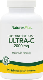 NaturesPlus Ultra C W/Rose Hips, Sustained Released - 2000 mg, 90 Vegetarian Tablets - Maximum Potency Immune Support, Antioxidant - Free-Radical Defense - Gluten-Free - 90 Servings