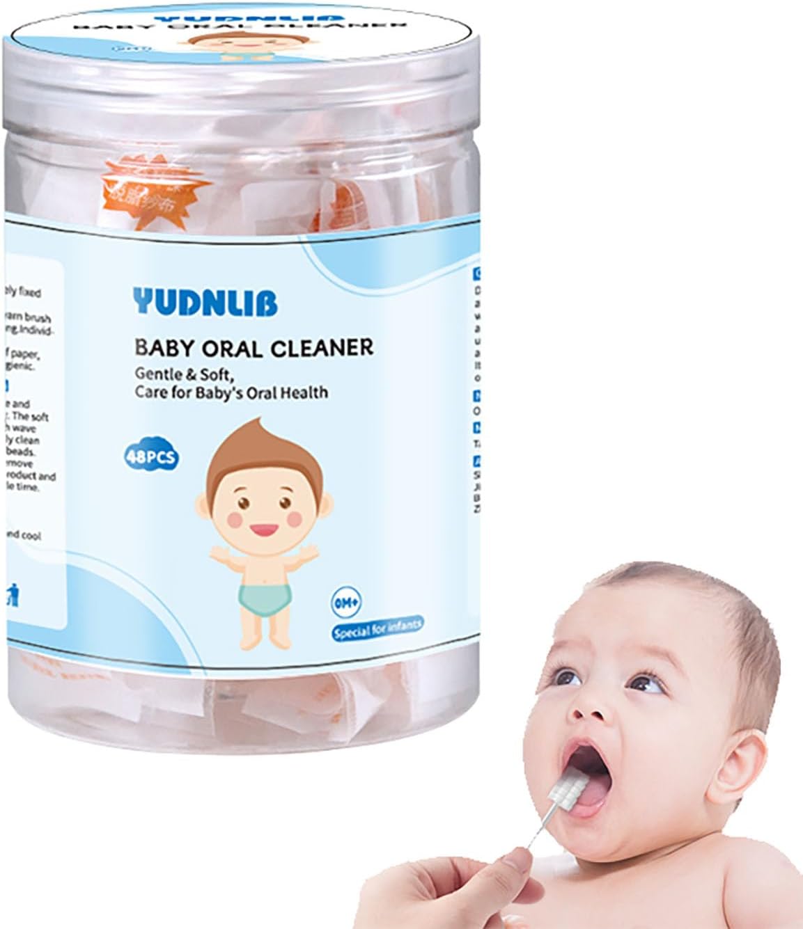 48PCS Baby Tongue Cleaner, Disposable Baby Toothbrush Soft Gauze Oral Cleaning Stick Infant Mouth Cleaner for 0-36 Months Newborn Dental Care