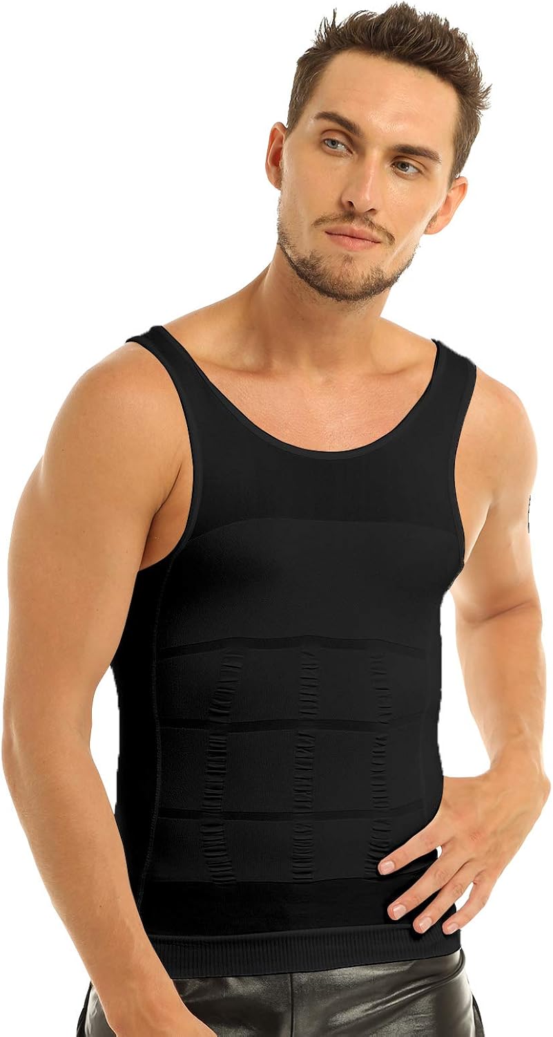 iiniim Men's Slimming Body Shaper Vest Compression Shirt Gym Workout Tank Top Sleeveless Abdomen Shapewear