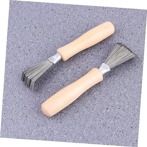 FRCOLOR 2pcs Comb Cleaning Claws Ergonomic Hair Brush Cleaning Tool Wooden Handle for Easy Hair Removal Home and Salon Use Random Color Handle and Comb Cleaner