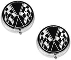 (Black White Formula Checkered Flags Pattern) Round Pill Box,3 Compartment Pill Box Mini Decorative Pocket Purse Portable Travel Medicine Tablet Vitamin Holder Organizer Pill Case