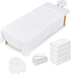 Massage Table Sheets Set – 3 Piece 4 Set, Microfiber Spa Bed Sheets, Cotton-Feel Massage Bed Cover, Wrinkle & Oil Resistant, Soft Accessories for Estheticians – White
