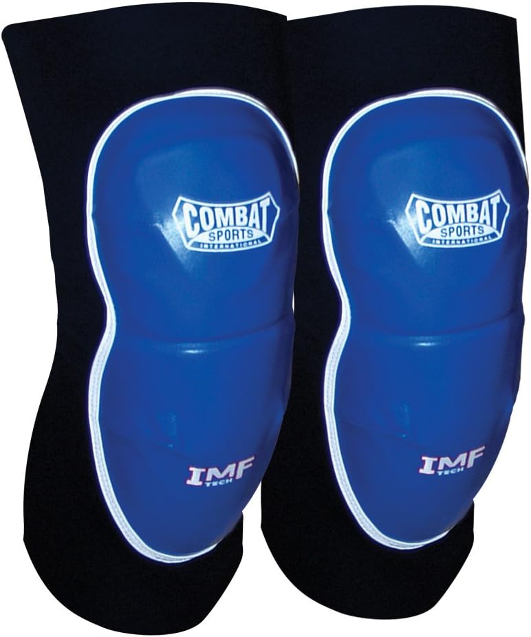 Combat Sports MMA Advanced IMF Tech™ Knee Pads – Injected Molded Foam, Leather Striking Surface, Neoprene Sleeve Support (Regular, New)