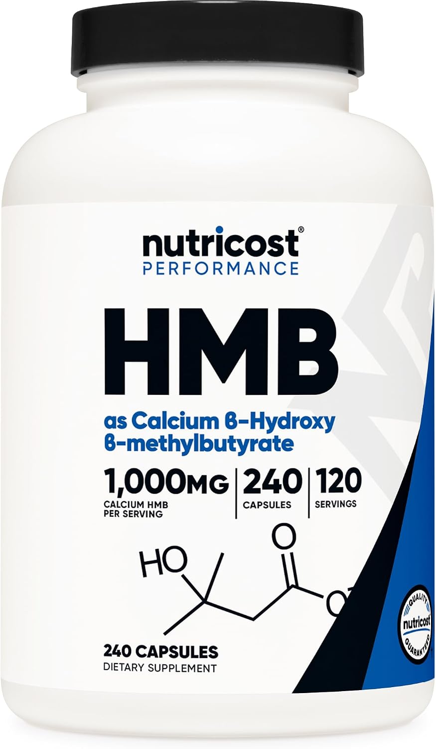 Nutricost HMB (Beta-Hydroxy Beta-Methylbutyrate) 1000mg (240 Capsules) - 500mg Per Capsule, 120 Servings - Gluten Free and Non-GMO