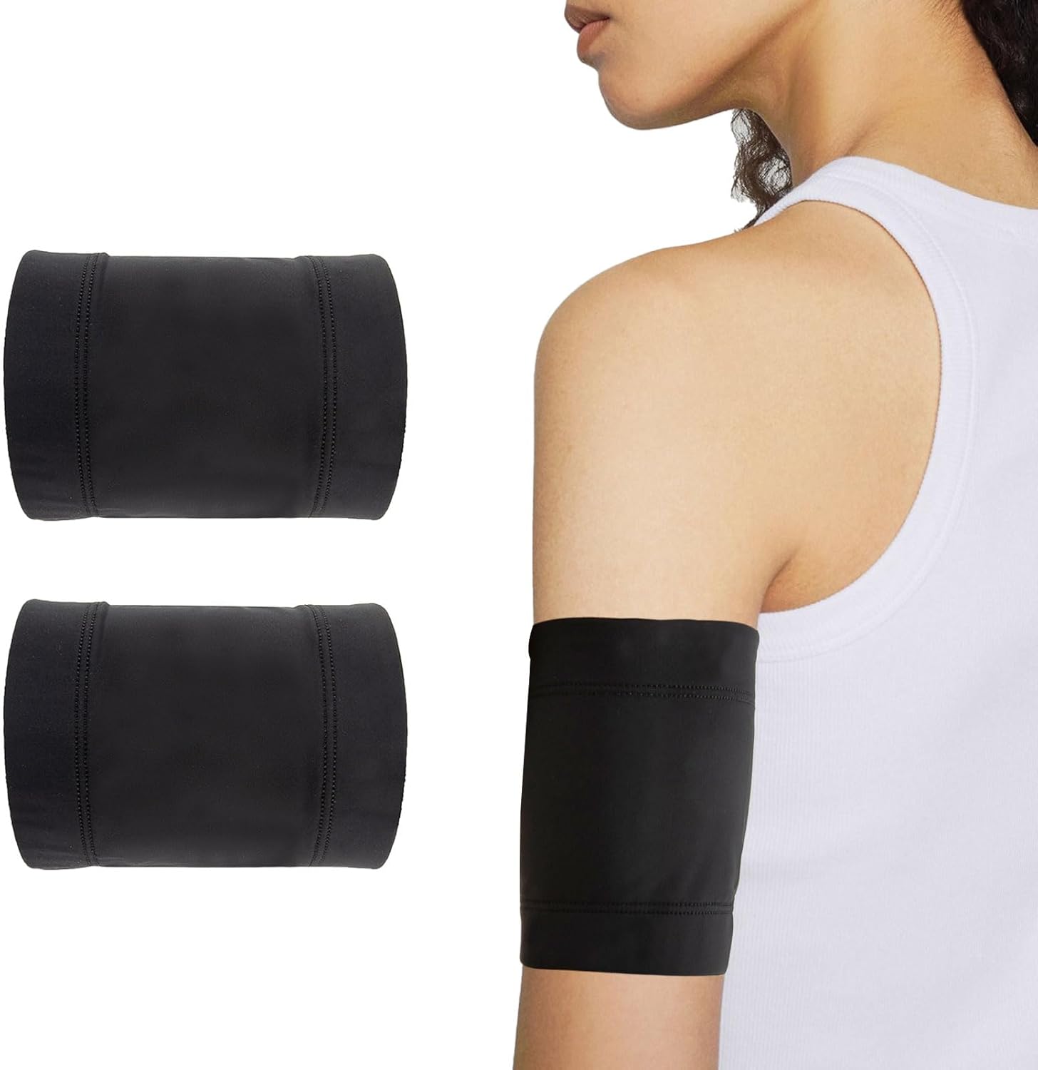 2Pcs Diabetic Sensor Armband, Diabetes Arm Band for Insulin Pod Monitoring Systems - Omnipod Dexcom Freestyle Libre, Protects Insulin Pod During Sports, Replace Adhesive Patches Tape (Black, S)