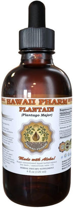 Hawaii Pharm Plantain Liquid Extract, Plantain (Plantago Major) Tincture, Herbal Supplement, Made in USA, 4 fl.oz