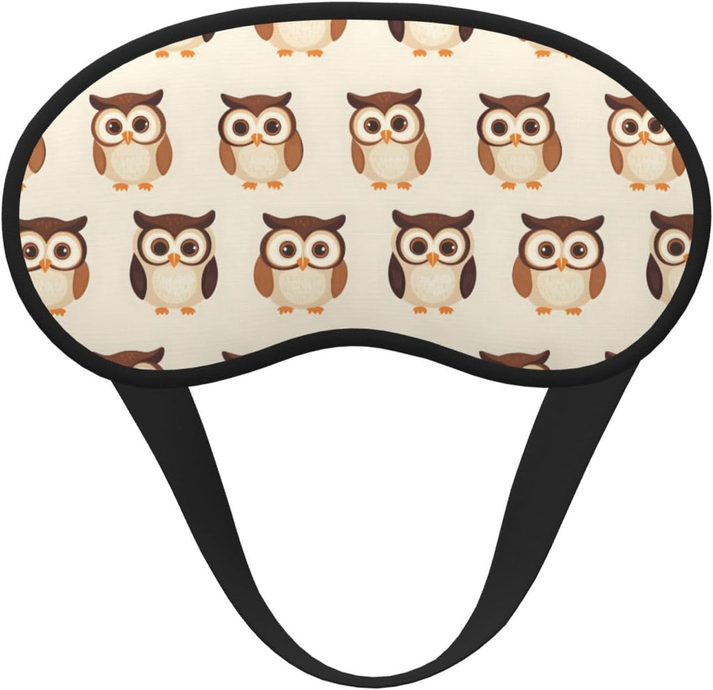 Eye Sleep Masks for Women Men - Cute Owl Print Comfy Elastic Band Blackout Travel Eye Masks for Sleep Airplane, Night Sleeping Mask Cover for Nap and Party Games