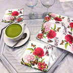 20-ct 3-ply 5x5 Peony Napkins White Floral Napkins Decorative Paper Napkins for Decoupage Floral Paper Napkins Floral Napkins Paper Valentine Napkins Mother's Day Napkins Pretty Flower Napkins Paper