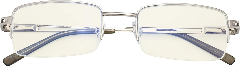 CessBlu Half-Rim Blue Light Filter Glasses Anti Screen Glare UV Rays for Men Women Reading Computer