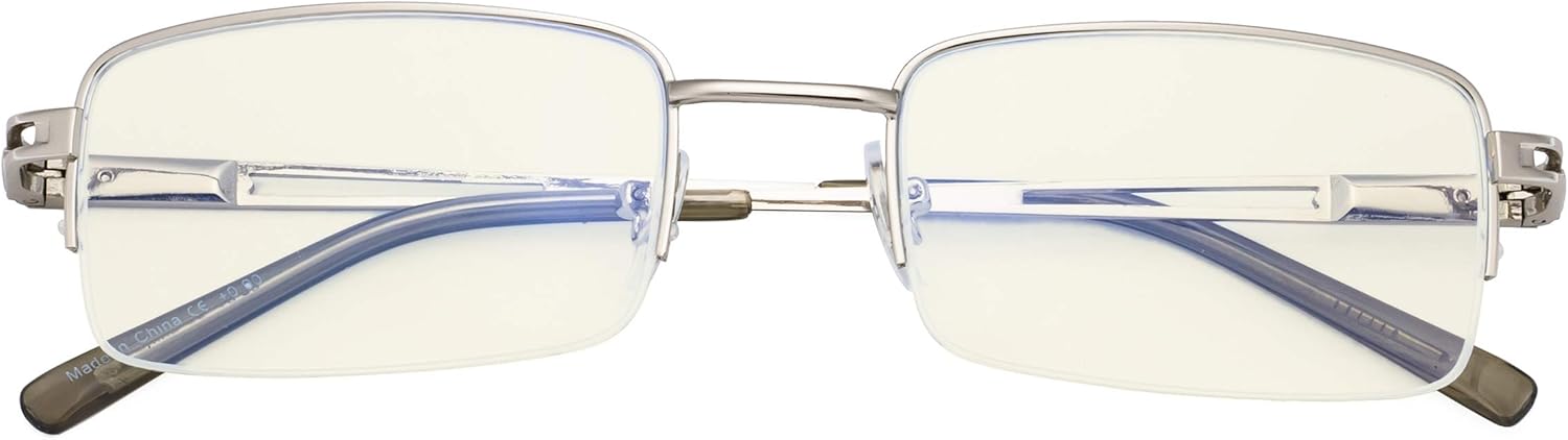 CessBlu Half-Rim Blue Light Filter Glasses Anti Screen Glare UV Rays for Men Women Reading Computer