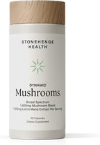 Stonehenge Health Dynamic Mushrooms 1,400 mg Per Serving, 5 Mushroom Complex (Lion’s Mane, Reishi, Chaga, Maitake, Shiitake) 100% Fruiting Bodies, No Mycelium – Brain, Memory & Immune Support 60 Caps
