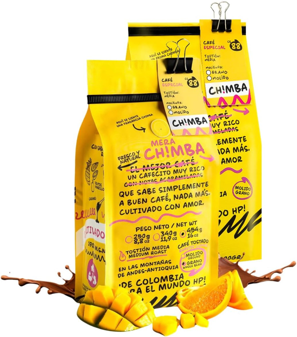 MERA CH!MBA Colombian Coffee: 2 Pack Specialty Grade Ground 454g Medium Roast Arabica Coffee, Smooth, No Bitter