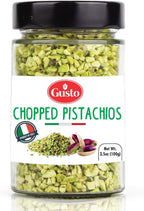 GUSTO ETNA Pistachios Chopped, 3.5 oz (100 g), Sicilian Raw Pistachio Crumbles, Bronte, Sicily, Italy Pistachio Pieces Baking, Cooking, Ice Cream Topping, Pizza Pasta, sanwhich, Non GMO