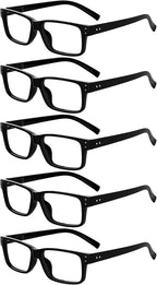 Eyekepper Vintage Reading Glasses for Men - 5 Pack Spring Hinges Classic Readers - Black Frame +1.75