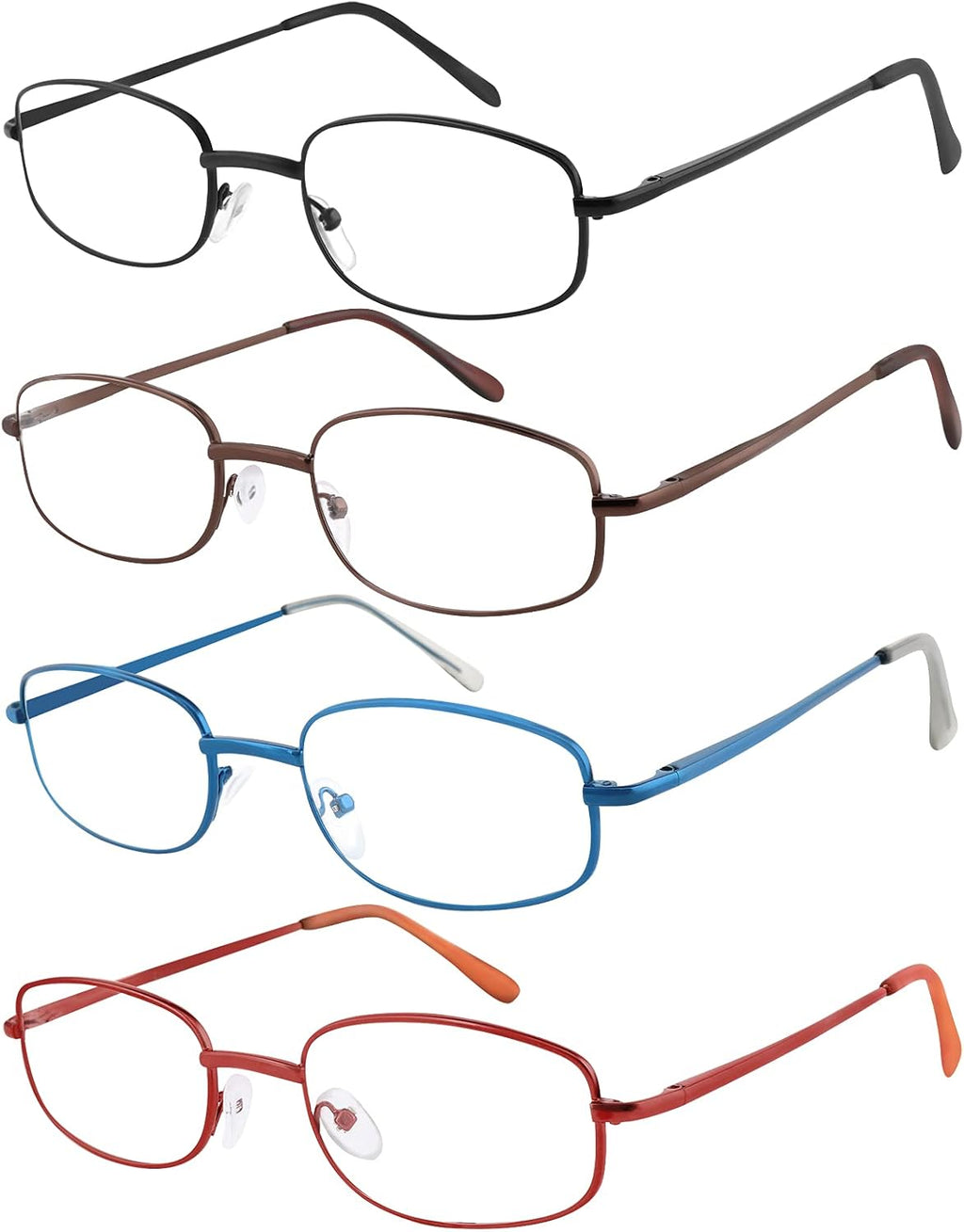 EFE Lightweight Reading Glasses Readers for Men Women 2.0 Thin Wire Metal Frame Spring Hinge Eyeglasses 4 Pack (Mixcolor, 2.0)