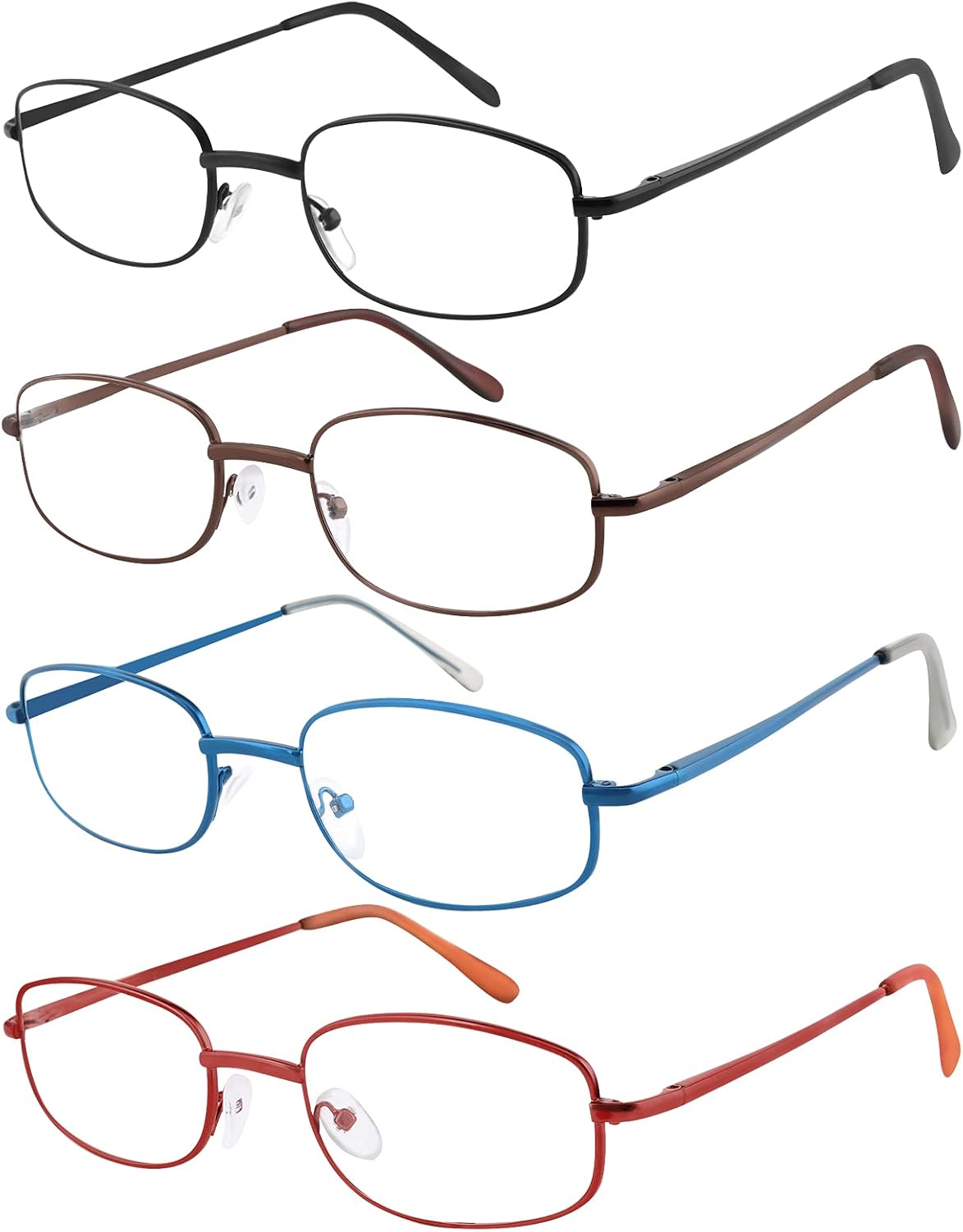 EFE Lightweight Reading Glasses Readers for Men Women 2.0 Thin Wire Metal Frame Spring Hinge Eyeglasses 4 Pack (Mixcolor, 2.0)