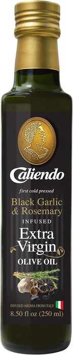 Caliendo Premium Black Garlic & Rosemary Infused Extra Virgin Olive Oil, Authentic Italian – 8.5 Fl Oz (250 ml) Bottle