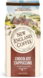 New England Coffee Chocolate Cappuccino Medium Roast Ground Coffee, 11oz Bag (Pack of 3)