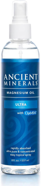 Ancient Minerals Ultra Magnesium Oil Spray Bottle of Pure Genuine Zechstein Magnesium Chloride - Topical Skin Application (8oz)